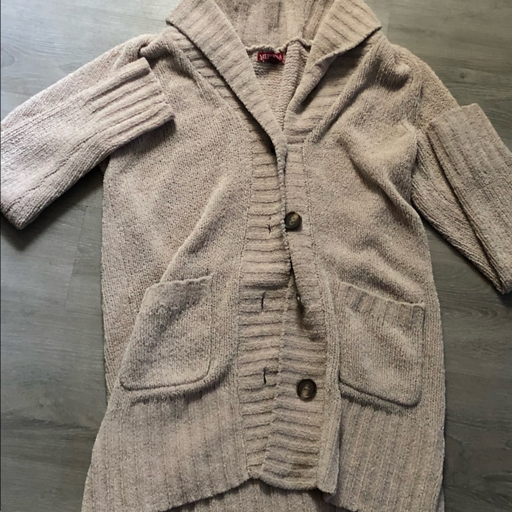 Fluffy tan cardigan
